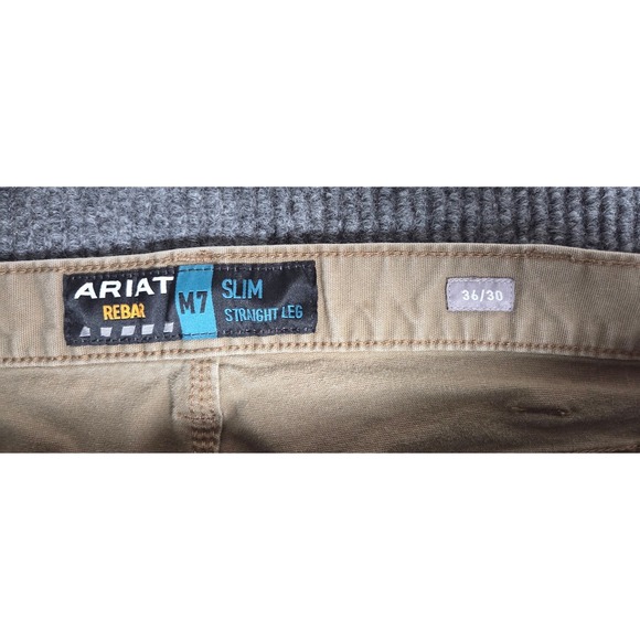 ARIAT REBAR M7 Slim Straight Leg Men Tan Work Pants Size 34x30 - Picture 3 of 12